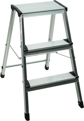 Productafbeelding van Opvouwbare Opstapkruk - Opstapje Treeplank - Kluswerk Huis - Aluminium Lichtgewicht - 3 Treden - Grijs