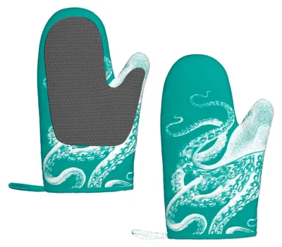 Produktbild von Grüne Silikon-Ofenhandschuhe, hitzebeständig, rutschfest, 1 Paar