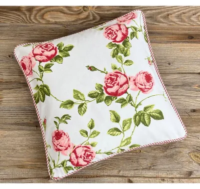 Produktbild von Kissen-Bezug 40x40 cm Rosen Blumen rot weiß Baumwolle