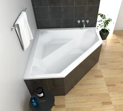 Produktbild von ECOLAM Badewanne Eckbadewanne IRMA 140 x 140 cm Eckwanne + Wanne Acrylwanne Ablaufgarnitur Viega Füße Silikon
