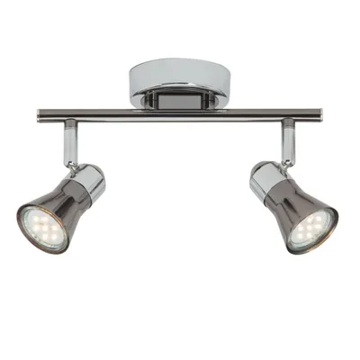 Produktbild von BRILLIANT LED Deckenleuchte Jupp | zeitloses Spotrohr | 2-flammig | Metall | chrom/schwarz | schwenkbare Köpfe | 2x GU10 max. 7 W