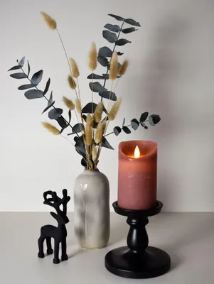Produktbild von Kerze Wachs rustikal bewegliche Flamme 7,5x15 cm antik rosa b.o.