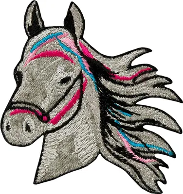 Produktbild von Pferd Tier - Aufnäher, Bügelbild, Aufbügler, Applikationen, Patches, Flicken, Zum Aufbügeln, Größe: 7,9 x 6,4 cm