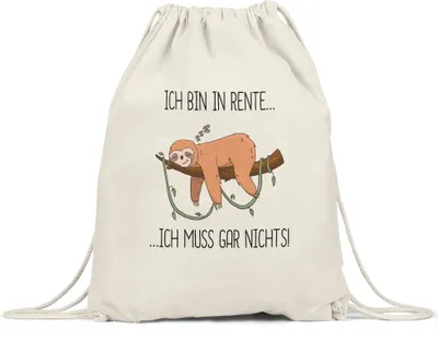 Produktbild von Ich bin Rentner und muss gar nichts Turnbeutel Gymsack Lustig Spruch Ironie Faultier Geschenkidee Ruhestand Rente Abschied