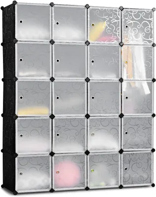 Produktbild von GOPLUS Kleiderschrank Steckregal, 20 Würfelregal stapelbar aus PP, 35x45x35cm Regalsystem, Schuhregal, einfache Montage