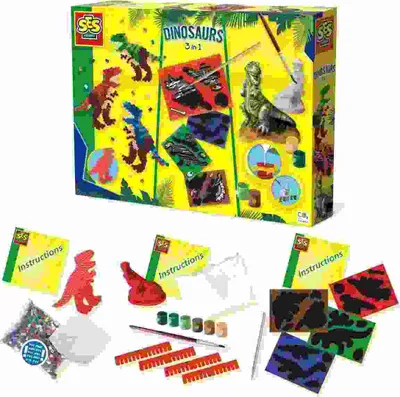 Produktbild von SES Creative Dinosaurier 3 in 1, Guss-/Mal-Set für Kinder, 5 Jahr(e), Karton, Mehrfarbig