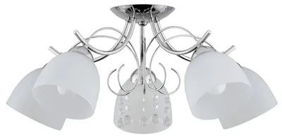 Obrázok produktu pre Stropné svietidlo OTELIA, chrómovo-biele, 5xE27x15W, sklo, rozmery: 26x64x64 cm, IP20, Alfa