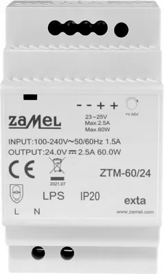 Produktbild von Zamel | Impulsnetzteil ZTM 60/24 - DIN-Schiene - 60W - Hohe Stabilität - Universell einsetzbar