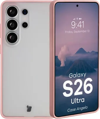 Produktbild von Handyhülle für Galaxy S26 Ultra, Bizon Case Angelo, Semitransparent mit hellrosa Rahmen