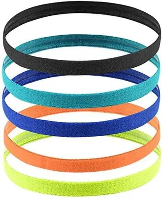 Produktbild von Sportbänder für Kinder, 5 Stück, elastisch, rutschfest, feines Haarband für Jungen und Mädchen, Stirnband Haarreif für Jungen, Fußball, Joggen, Radfahren, Fitness, Stirn Schweißband