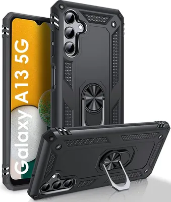 Produktbild von Hülle Schwarz für Samsung Galaxy A13 5G - Stoßfester Schutz im Militärstil Robuster Ring 360 Drehbar Phonillico®