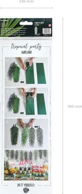 Immagine prodotto di Ghirlanda Aloha 35x125cm foglie di palma appese decorazione fai da te set verde