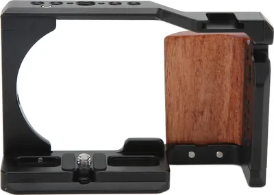 Productafbeelding van Kamerabehuizing voor videografie, statiefadapter, gemaakt van aluminiumlegering, met houten handgreep, geschikt voor de ZV-E10