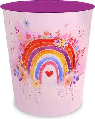 Produktbild von itenga Papierkorb für Kinder - Motiv Regenbogen - RAINBOW DREAMS - ca. 11 Liter