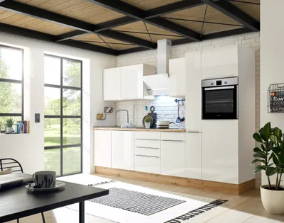 Produktbild von Küche Küchenzeile Küchenblock Marleen Premium 310 cm Weiß Artisan Eiche Respekta