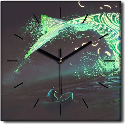 Produktbild von Coloray Uhr auf Leinwand 30x30 cm Wand Uhr Dekoration Wohnzimmer Segeltuch schwarze Hände -Fantasiekunstbootwasser