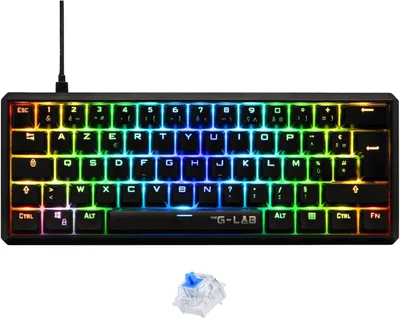 Obrázek produktu pro Mechanická klávesnice 60%, USB, modré spínače, vyměnitelné - mini klávesnice pro hráče