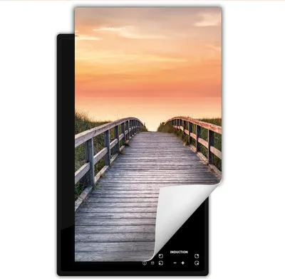 Produktbild von DarHaus Herdabdeckplatte 1 teilig 30x52 cm Anti Rutsch Matte Aufrollbar, Landschaft