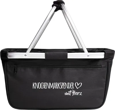 Produktbild von Huuraa Einkaufskorb Knochenmarkspender mit Herz 20 Liter Black faltbarer Tragekorb Geschenkidee