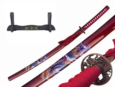 Image de Katana, véritable sabre de samouraï avec fourreau et support, pour la décoration, pour les collectionneurs ou comme cadeau 4KM80-405RD