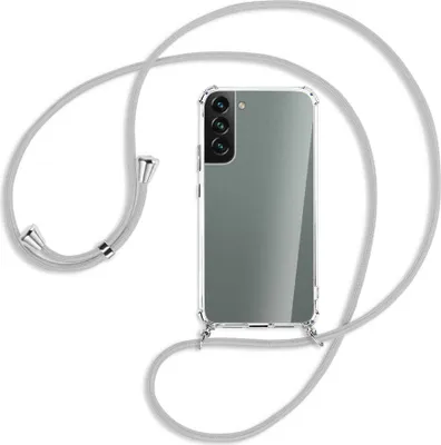 Produktbild von Handykette Backcover-Schutzhülle mit Band (Metall silberfarben) für Samsung Galaxy S22 5G (S901) - silbergrau