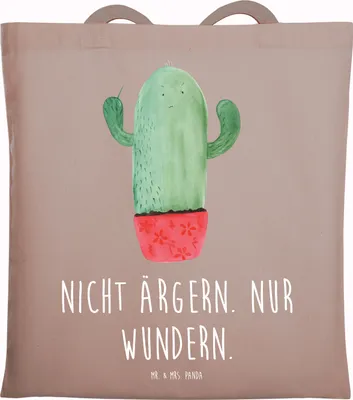 Produktbild von Mr. & Mrs. Panda Jutebeutel Kaktus Wut - Braun Pastell - Geschenk, Beutel, Kollegin, Jutetasche, Kakteen, Büro, Tote Bag, Chefin, Laptoptasche, Tasche, Kollege