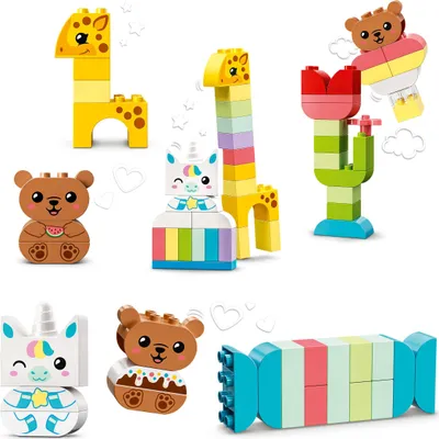 Produktbild von LEGO 10978 DUPLO Kreativer Bauspaß, Steinebox, Lernspielzeug für Kleinkinder ab 1,5 Jahren mit Einhorn, Herz und Giraffe