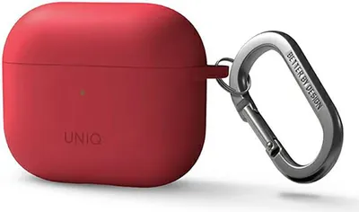 Productafbeelding van Uniq Nexo hoesje voor AirPods 3 + siliconen oorbeltjes - Rood