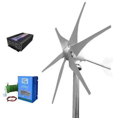 Zdjęcie produktu dla Turbina wiatrowa - Turbina wiatrowa - Generator turbiny wiatrowej - Energia wiatrowa - 5000W - 48V - system niezależny od sieci - 6 łopat