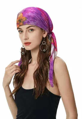 Obrázek produktu pro Dámská turbanová čepice, předvázaná, šátek na hlavu, fialová, polyester