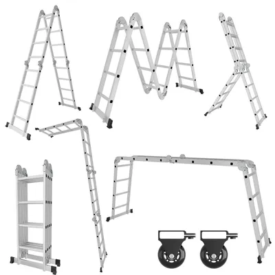 Image de Échelle pliante multifonctionnelle – Échelle en aluminium – Échelle combinée – 4 marches – Charge maximale : 150 kg
