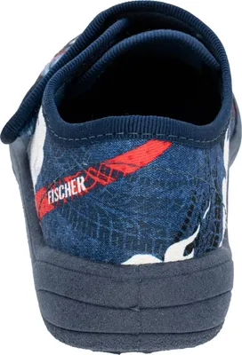 Produktbild von Fischer Kinder Hausschuh Jungen Klettverschluss mit Allover Motiv Druck, Größe:28 EU, Farbe:Blau