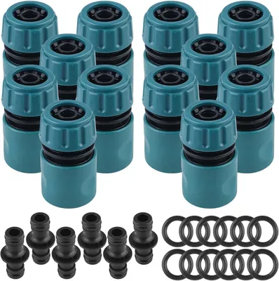 Image de Kit de raccords pour tuyau d'arrosage, raccord de tuyau de 1/2 de pouce avec double embout, adaptateur de raccordement de tuyau, accessoires de connecteur, connexion rapide