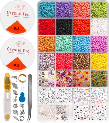 Produktbild von Perlen zum Auffädeln Rocailles Armbänder-Set,8400 Stücke Ketten Selber Machen Glasperle,Bunte Diy Halsketten Schmuck Beads, Buchstaben Mini