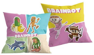 Produktbild von Italienische Brainrot Figuren dekoratives Kissen - 40 x 40 cm