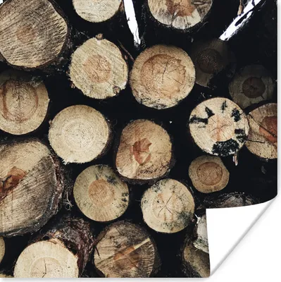 Produktbild von MuchoWow® Poster Winter - Holz - Kamin 100x100 cm - Babyzimmer