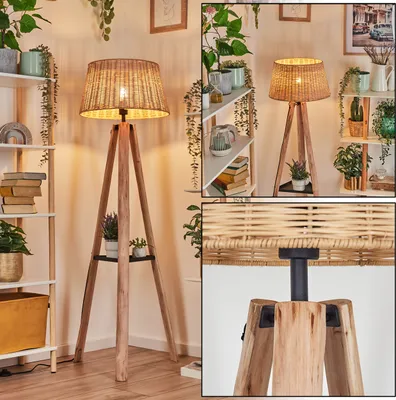 Produktbild von Dello Stehlampe aus Holz/Metall/Rattan in Naturfarben/Schwarz