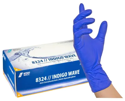 Obrázek produktu pro NITRAS® 8324 unisex Einmalhandschuhe INDIGO WAVE blau Größe M 100 St.