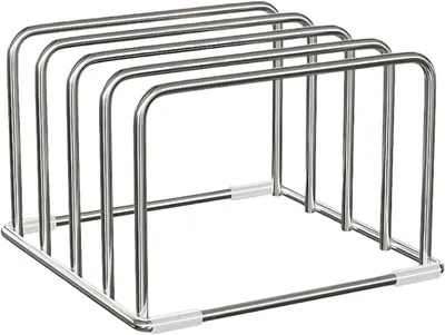 Produktbild von Schneidebrett Halter Edelstahl St?nder Für Schneidebretter Backbleche 4 F?chern Schneidebrett Halter St?nder Küche Organizer Metall Brettchen Halterung Für Schneidebretter Backbleche Topfpfannendeckel