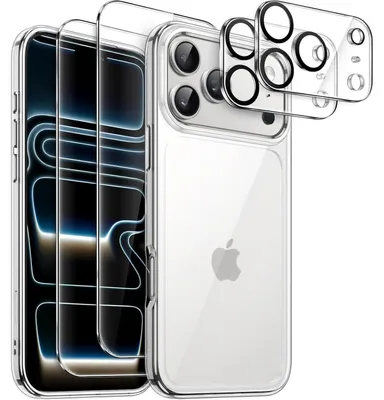 Obrázok produktu pre Puzdro pre iPhone 17 Pro Max (6,9 palca) s 2 ochrannými fóliami a ochranou pre fotoaparáty, priehľadné