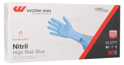 Produktbild von 50 "WORK-INN" Handschuhe Nitril puderfrei "High Risk" blau Größe: 2XL