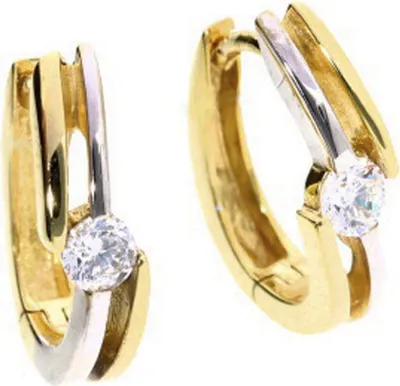 Produktbild von Creolen Klappcreolen echt Gold 585 (14 kt) in bicolor mit Zirkonia