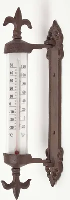 Produktbild von HOMESCAPES Fensterrahmen-Außenthermometer im Vintage-Look, antikbraun