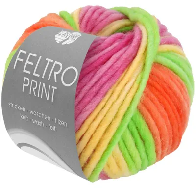 Produktbild von Lana Grossa FELTRO PRINT 50 g moderne Filzwolle 21 Farben 50 m Filzgarn Farbe 1305 - Gelbgrün/Orange/Pink/Narzissengelb