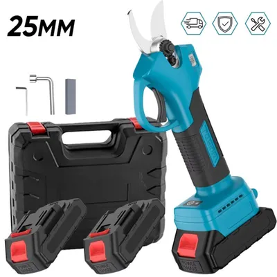 Image de Sécateur électrique - Sécateur à batterie pour arbres - Moteur sans balais - 25 mm - Adapté aux arbres fruitiers et aux bonsaïs - Livré avec 2 batteries