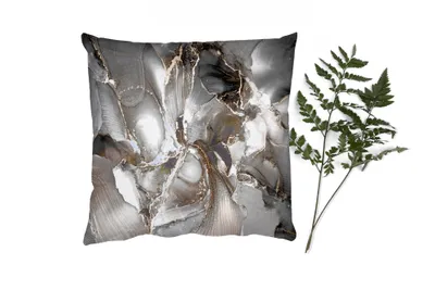 Produktbild von MuchoWow® Zierkissen Sofakissen Wohnzimmer Dekokissen 50x50 cm Grau - Luxus - Gold - Marmor - Komfort - Sofakissen