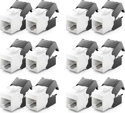 Produktbild von deleyCON 12x CAT6a Keystone Jack RJ45 Modul - RJ45 Buchse zu LSA Kunststoff Snap-In Montage CAT Rohkabel 500Mhz 10GBit/s