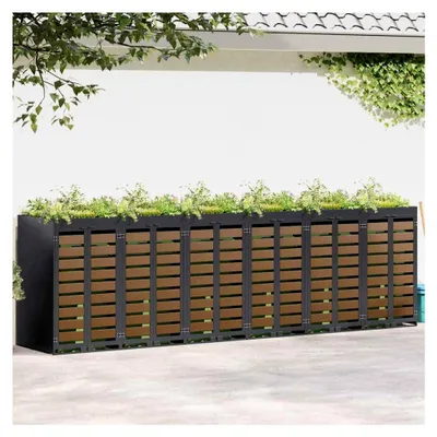 Produktbild von Müllbehälter für 6 Tonnen 408 x 77,5 x 121,5 cm Stahl, wetterfeste Mülltonnenbox für Campingplätze, Bürokomplexe und Wohnanlagen