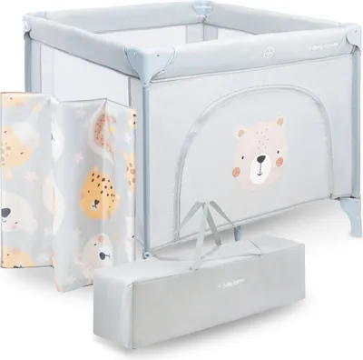 Produktbild von Skládací ohrádka, dětská cestovní postýlka s matrací a taškou na přenášení - Teddy Bear