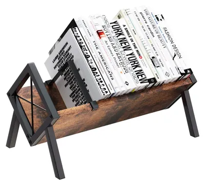 Produktbild von Bücherregal Bücherständer Schreibtisch Bücherorganizer - Retro Braun und Schwarz - 16 x 9,5 x 8 cm - Für Bücher und Zeitschriften